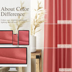 Nanspring Watermelon Red Linen Curtains 102 Inches Long 2 Panels, Back Tab Rod - Image 4