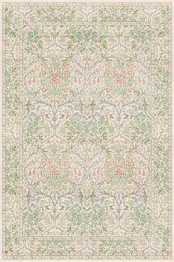 Beige Green 4x6 Washable Area Rug - Image 2