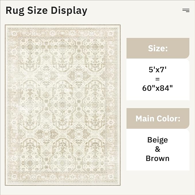 Area Rugs 5x7, Washable Rug, Stain Resistant 5x7 Area Rugs - Image 5