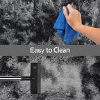 Small Tie-Dyed Area Rug for Bedroom 3x5 Mini Black Grey Fluffy Rug Mat Bedside - Image 7