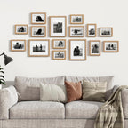 Venusmiles 15 Pack Picture Frames Collage Wall Decor, Gallery Frame Set for Wall Mounting or Tabletop Display, Multi Sizes Including 3pcs 8x10, 6pcs 5x7, 6pcs 4x6, Oak