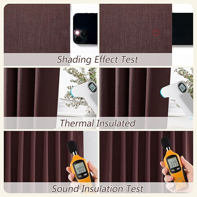 Guken 100% Blackout Curtains 96 Inch Length 2 Panels Set - Image 6