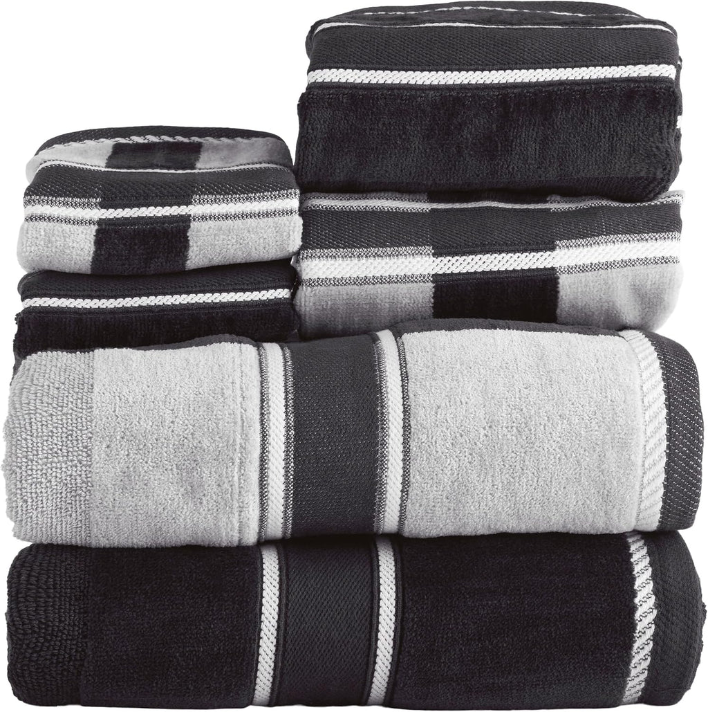 Lavish Home Bathroom Towels Set, Bathroom Accessories, Navy, Set of 6