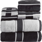 Lavish Home Bathroom Towels Set, Bathroom Accessories, Navy, Set of 6