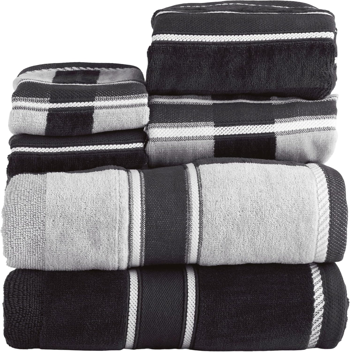 Lavish Home Bathroom Towels Set, Bathroom Accessories, Navy, Set of 6