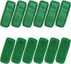Matthew Cleaning 24'' Industrial Strength Cotton Dust Mop Refill Washable Replacement Heads for Residential & Commercial Use Fit Standard Dust Mop Frames, Hardwood,Concrete Floors Green 12 Pack