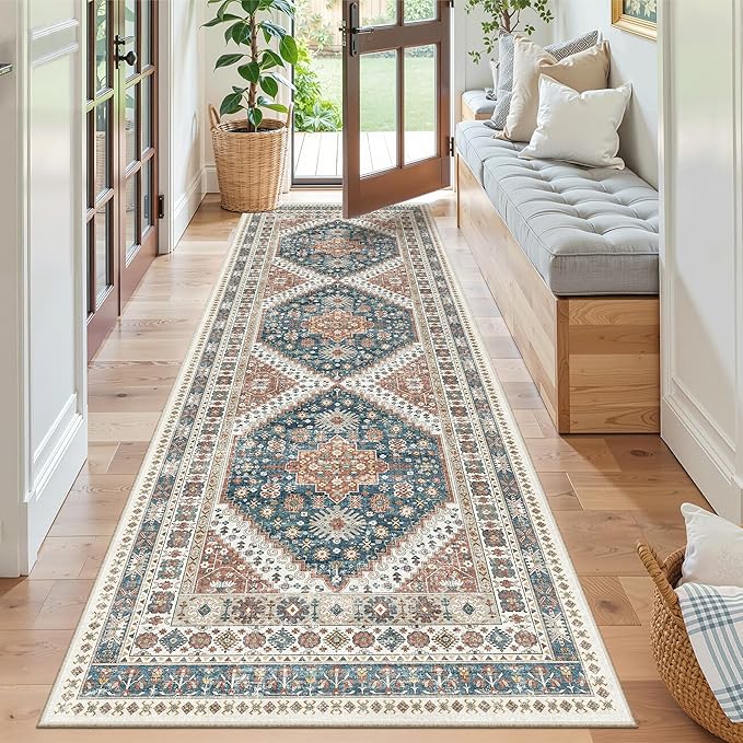 Madane Runner Rug 2'6''x8' Kitchen Runner, Hallway Runner Printed Vintage - Image 3