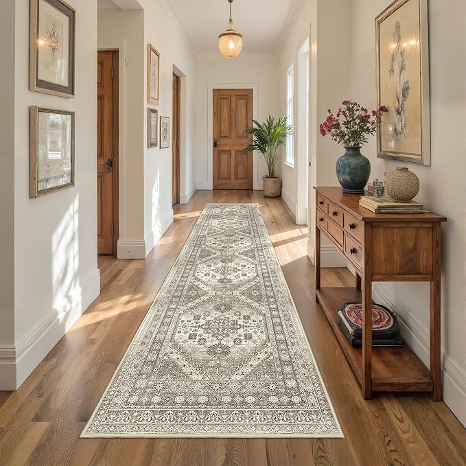 Carpet Runners for Hallway 12ft, Non-Slip Long Bathroom Rugs Runner for Kitchen by Restydon