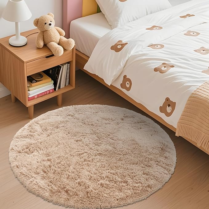 OLANLY Beige Round Rugs for Bedroom - Image 3