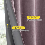 NICETOWN Chaise Mauve Vintage Linen 100% Blackout Curtains - Image 6