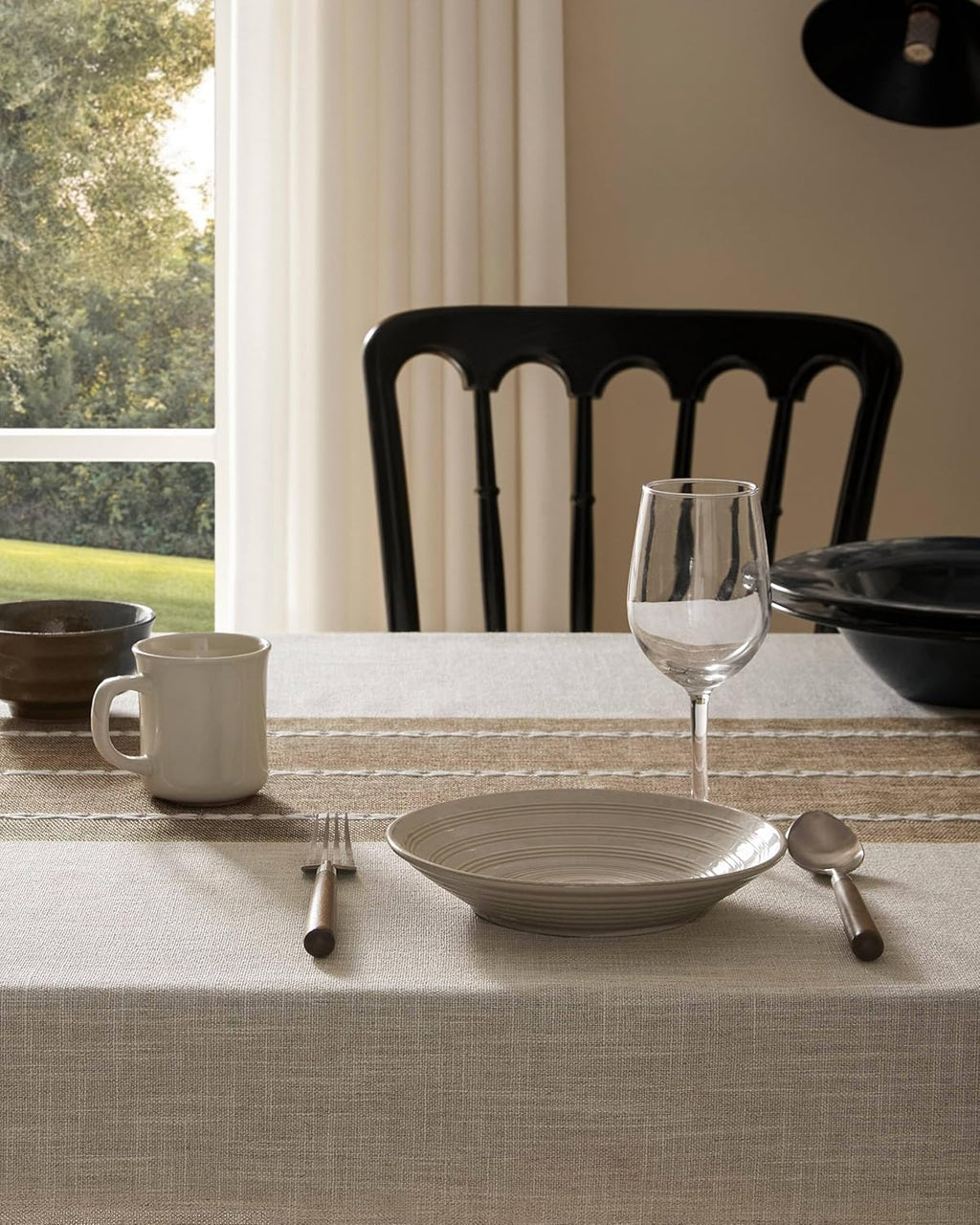 ZeeMart Contrast Linen Rectangle Table Cloth 60x120 Inch Brown