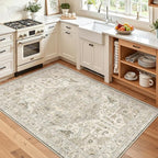Madane Area Rug 4x6 Washable Rugs: Vintage Living Room Rug Soft Low Pile Non - Image 4
