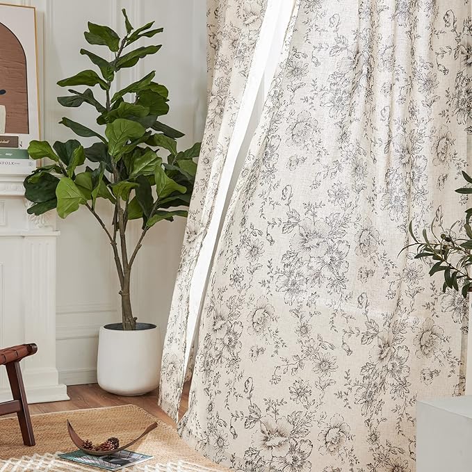 jinchan Linen Floral Curtains 84 Inch Length - Image 7