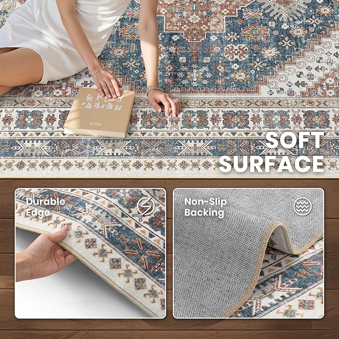zesthome 8x10 Area Rugs for Living Room, Non-Slip Backing Washable Rugs - Image 6