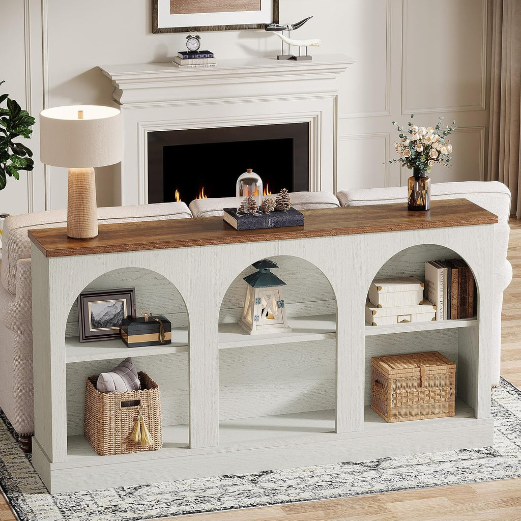 Tribesigns Console Table with Storage, 63" Long Arched Entryway Table