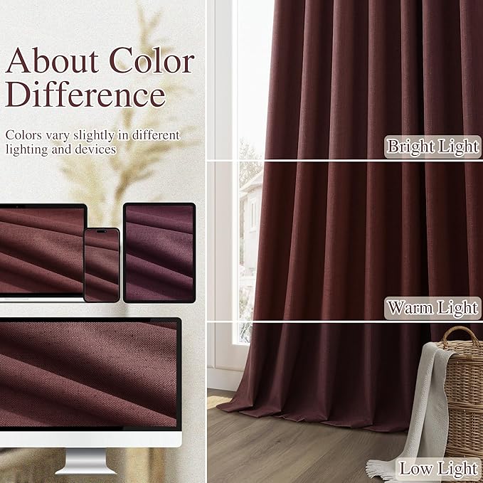 Guken 100% Blackout Curtains 96 Inch Length 2 Panels Set - Image 7