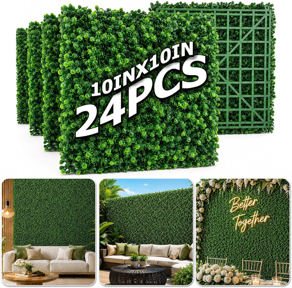 Artificial Grass wall Panel 24P 10x10 Boxwood Greenery Backdrop