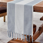 Wracra Linen Table Runner, Stripe Table Runners 72 Inches Long Coffee