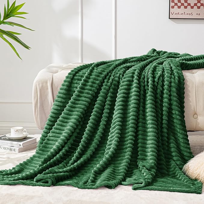 BEDELITE Fleece Blanket Twin Size – 3D Ribbed Jacquard Soft and Warm Decorative by BEDELITE