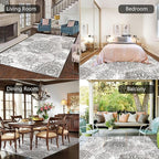 HEBE Washable Area Rug 5'x7' Non Slip Soft Distressed Medallion Bedroom & - Image 4