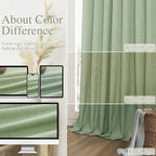 Guken Light Sage 100% Blackout Linen Curtains 63 Inch Length 2 Panels Set - Image 7