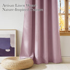 NICETOWN Short Faux Linen Pink Blackout Curtains 63 inches Long - Image 3