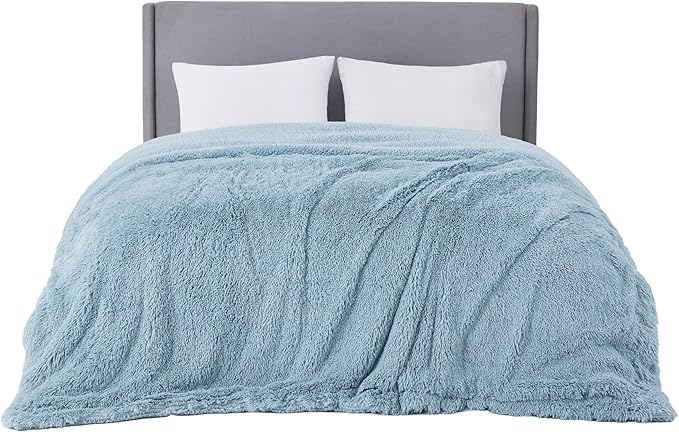 Bedsure GentleSoft Fluffy Light Blue Blankets Queen Size - Image 8