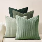 Topfinel Corduroy Throw Pillow Covers Pack of 2 LightGreen 22"x22" No Insert by Topfinel
