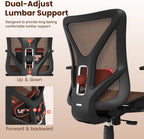 Ergonomic Office Chair, Mesh Computer Desk Chairs with BIFMA X5.1 Certified, Adjustable Lumbar Support, 3D Arm, Tilt Back, Wide Seat, Comfy Swivel Work Task Chair for Company and Home (Sunset Orange)