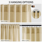 Nanspring Cream Yellow Linen Curtains 84 Inch Length - Image 2