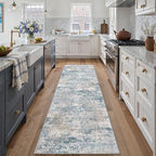 Blue 2x8 Runner Rug Washablel Abstract Hallway Carpet Modern Neutral Non Slip - Image 2