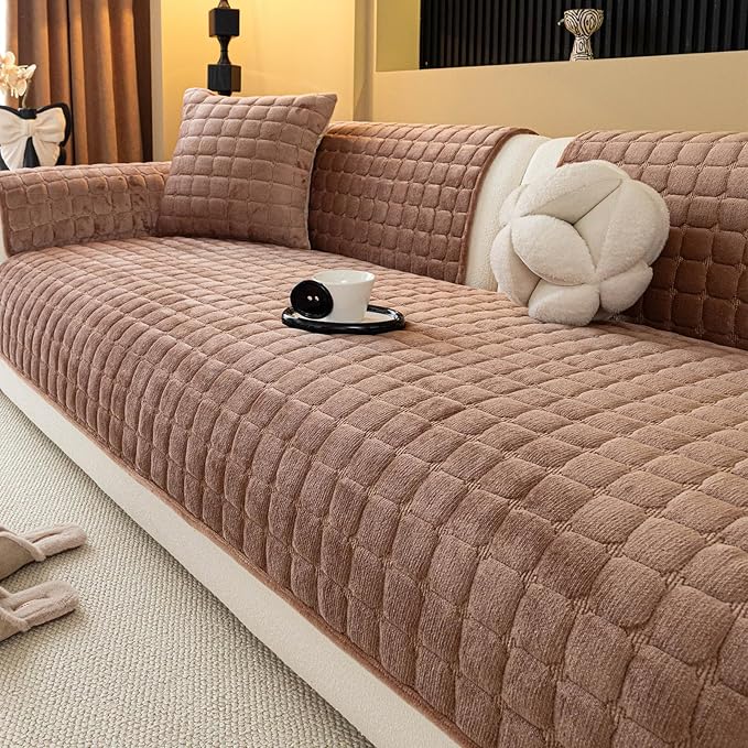 Velvet Couch Cover, Plush Sectional Sofa Cover Washable, Anti Slip Sofa - Image 7