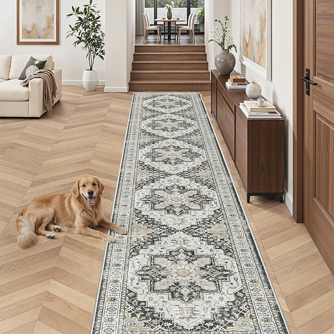 Madane Hallway Runner Rug 2'6''x14' Kitchen Runner, Non Slip Vintage Runners - Image 4