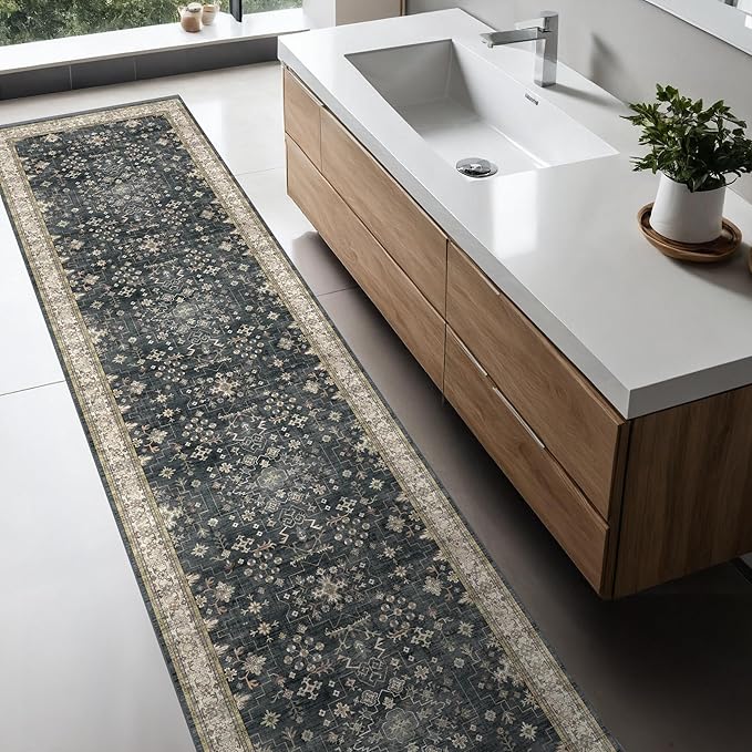 Black Washable 8ft Long Runners - Image 6