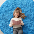 OLANLY Bright Blue Round Rugs for Bedroom by OLANLY