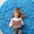 OLANLY Bright Blue Round Rugs for Bedroom by OLANLY