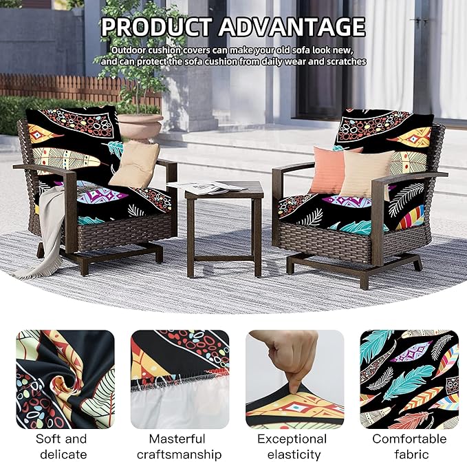 8Pcs Outdoor Cushion Covers, Patio Cushion Covers, Stretch Elastic Slipcovers - Image 3