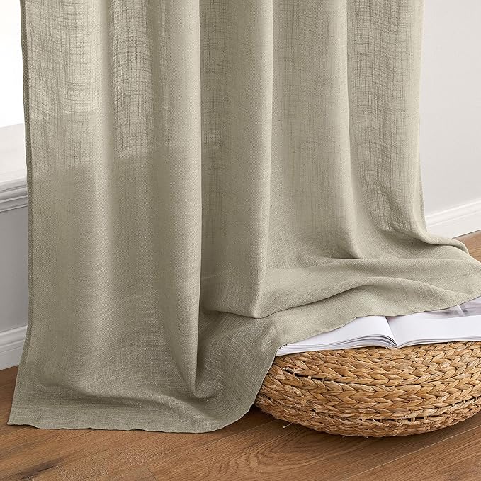 MIULEE Oatmeal Linen Curtains 84 Inch Length 2 Panels - Image 7
