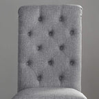 Roundhill Furniture Leviton Solid Wood Tufted Dining Chair, Set of 2, Gray