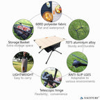 NACETURE Camping Table with Folding Legs and Mesh Storage Basket for Food, Coffee, or Camp Grill Accessories, Lightweight and Portable for Outdoor, Backpacking, Hiking, and Travel