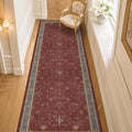 Dark Red 2'6''x8' Wide Hallway Runner Rug by HazoHaus