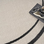 Nourison Home Nourison Essentials Ivory/Black 4' x Round Area Rug - Easy Clean, Non Shedding, Bed Room, Living Room, Dining Room, Kitchen (4' x Round)