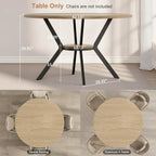 MECHYIN 42'' Round Dining Table for 2–4, Farmhouse Round Kitchen Table with Storage Shelf, Pedestal Dinner Table, Wood Top & Metal Base, Small Space Table for Apartment, Dining Room, Light Oak
