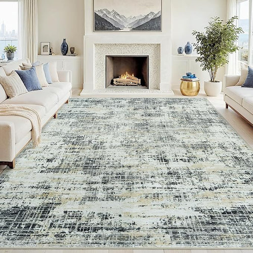 8x10 Area Rugs for Living Room Washable Rug: Anti-Skid Abstract Modern Living by Crority