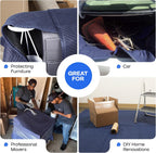 Large Moving Blanket 80" x 72", Blue/Black Color (Pack of 3) - Heavy-Duty Furniture Pad for Moving & Wrapping - Thick Packing Blanket for Furniture Protection - Padded Mover Cover by IDL Packaging