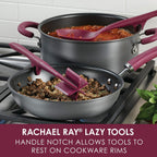 Rachael Ray Tools and Gadgets Lazy Crush & Chop, Flexi Turner, and Scraping Spoon Set / Cooking Utensils - 3 Piece, Burgundy Red