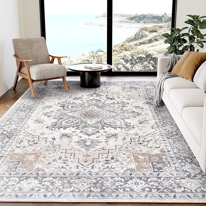 AMADA HOMEFURNISHING 5x7 Area Rugs, Washable Living Room Rug Low-Profile by AMADAHOMEFURNISHING