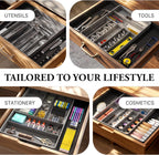 Simple Houseware Expandable Kitchen Drawer Flatware Organizer, Black/Gray