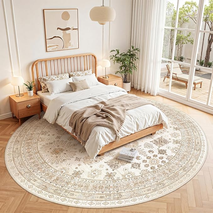 zesthome 8ft Round Rugs for Living Room, Non-Slip Washable Round Area Rugs - Image 8