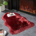 AMTOVO Faux Fur Rug, Burgundy Small Area Rug, Fluffy Sheepskin Rug, Fuzzy Ultra - Image 2